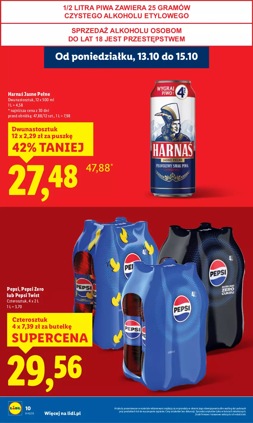 Gazetka promocyjna Lidl - GAZETKA - ważna 13.10 do 15.10.2025 - strona 10 - produkty: Gra, Harnaś, Pepsi, Piwa