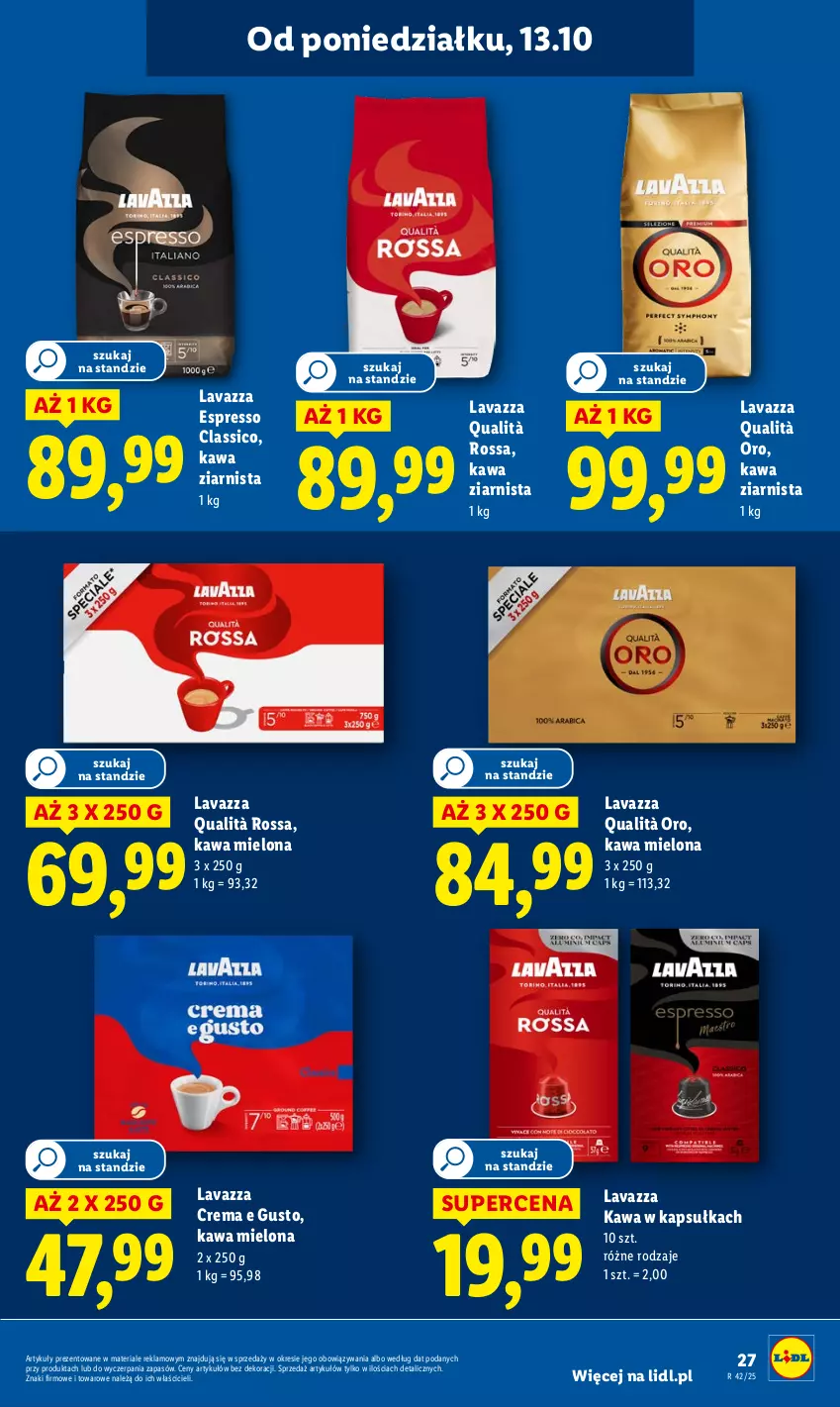 Gazetka promocyjna Lidl - GAZETKA - ważna 13.10 do 15.10.2025 - strona 27 - produkty: Kawa, Kawa mielona, Kawa ziarnista, Lavazza