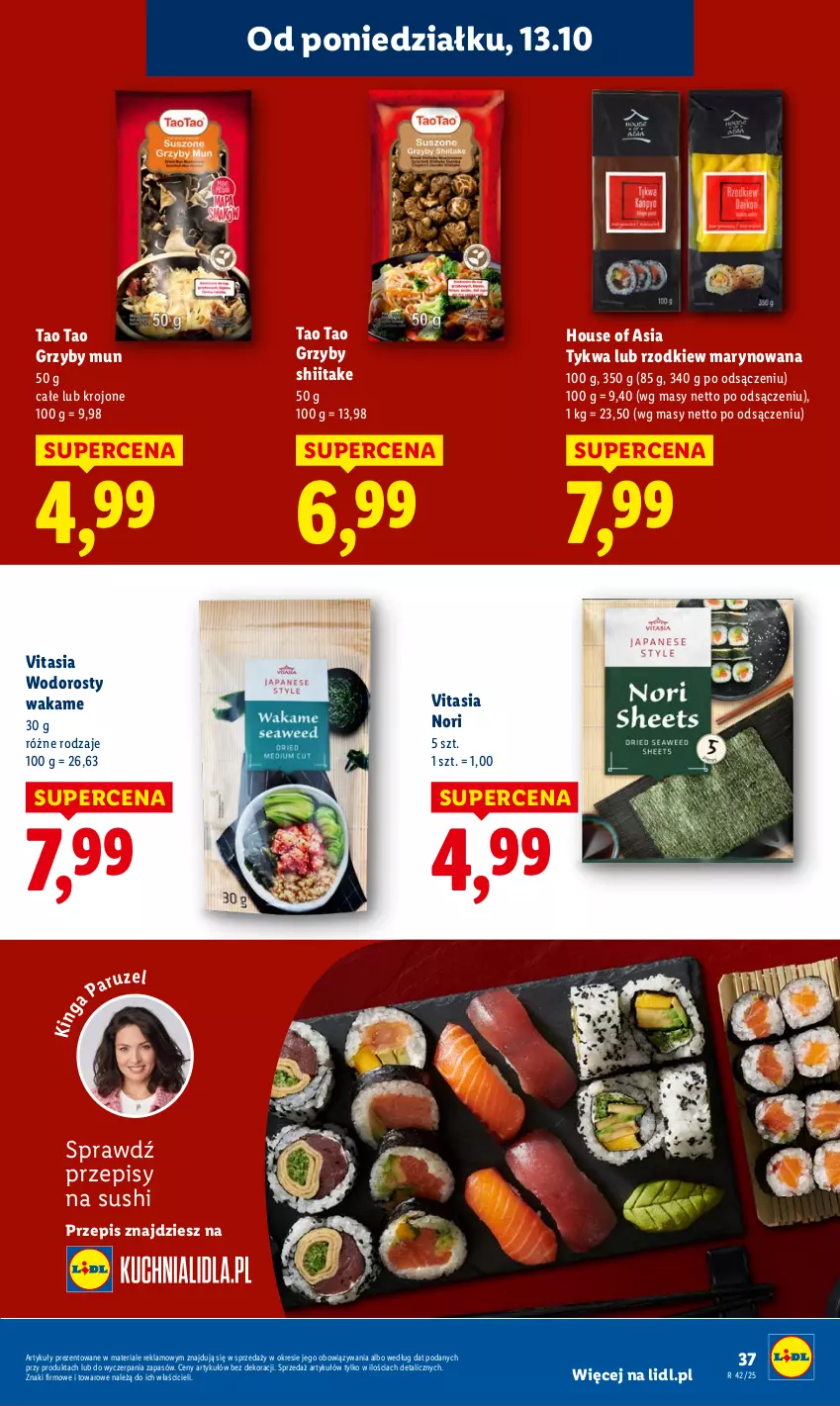 Gazetka promocyjna Lidl - GAZETKA - ważna 13.10 do 15.10.2025 - strona 37 - produkty: Grzyby, Grzyby mun, Grzyby shiitake, House of Asia, Sushi