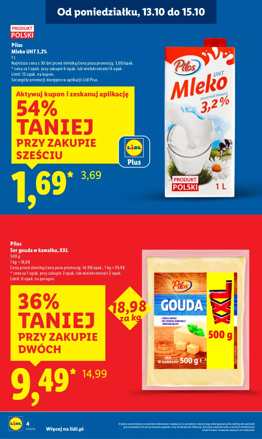 Gazetka promocyjna Lidl - GAZETKA - ważna 13.10 do 15.10.2025 - strona 4 - produkty: Gouda, Kawa, Mleko, Pilos, Ser