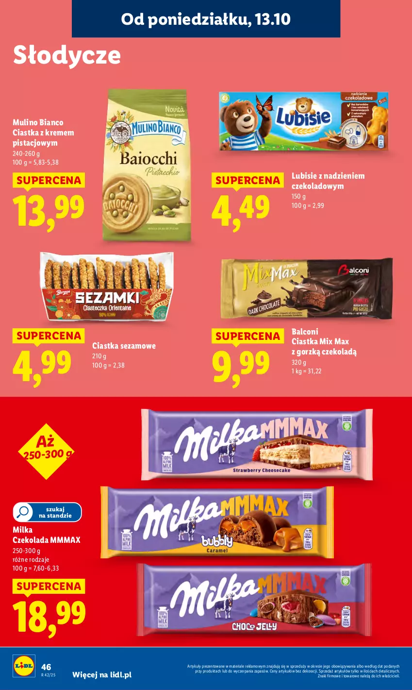 Gazetka promocyjna Lidl - GAZETKA - ważna 13.10 do 15.10.2025 - strona 46 - produkty: Alcon, Ciastka, Czekolada, Lubisie, Milka, Sezam