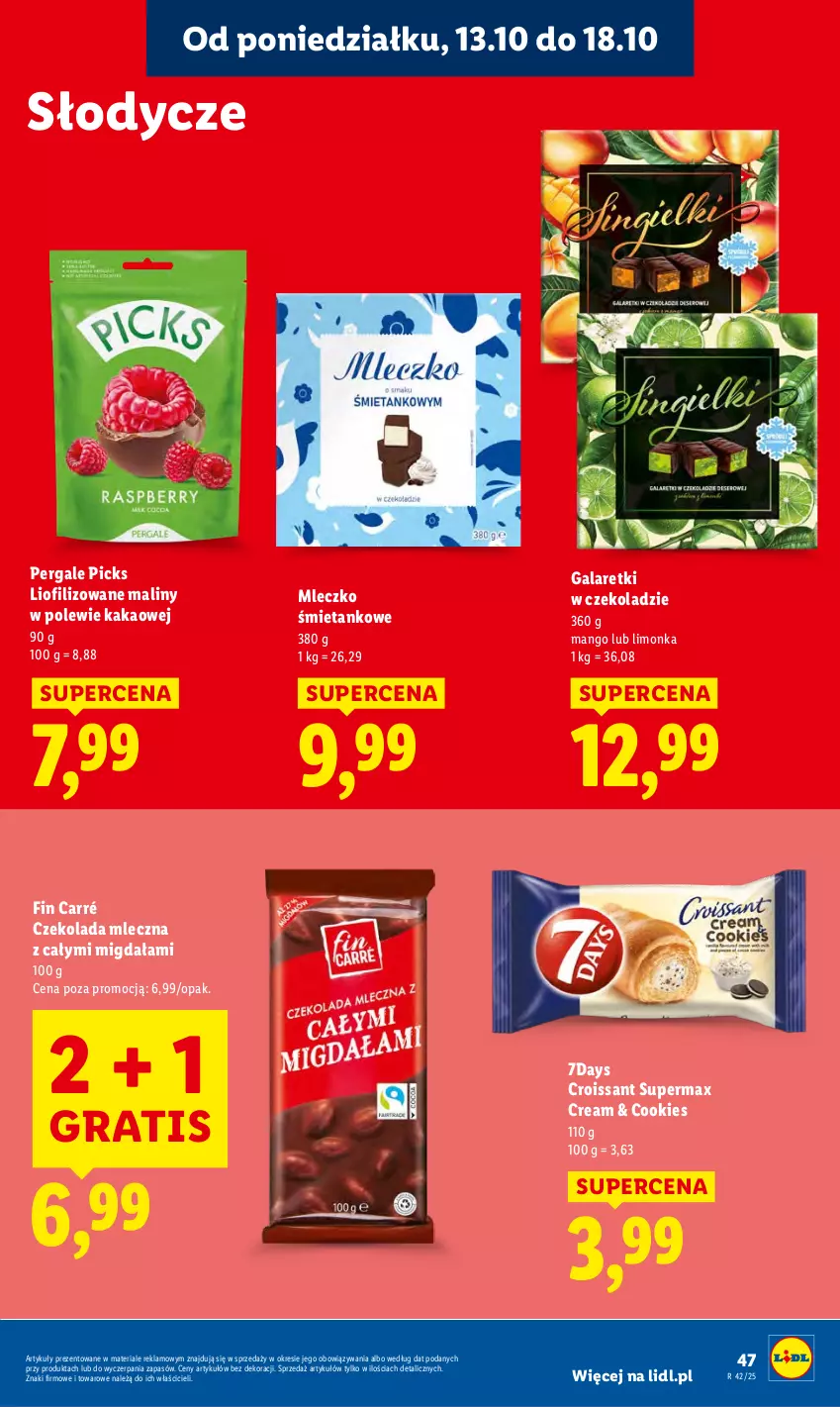 Gazetka promocyjna Lidl - GAZETKA - ważna 13.10 do 15.10.2025 - strona 47 - produkty: Croissant, Czekolada, Czekolada mleczna, Gala, Galaretki, Gra, Kakao, Limonka, Maliny, Mango, Mleczko