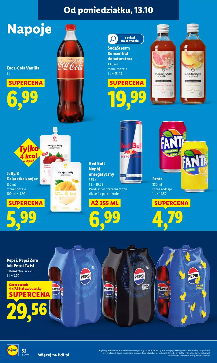 Gazetka promocyjna Lidl - GAZETKA - ważna 13.10 do 15.10.2025 - strona 52 - produkty: Coca-Cola, Fa, Fanta, Gala, Galaretka, Napój, Napój energetyczny, Napoje, Pepsi, Red Bull