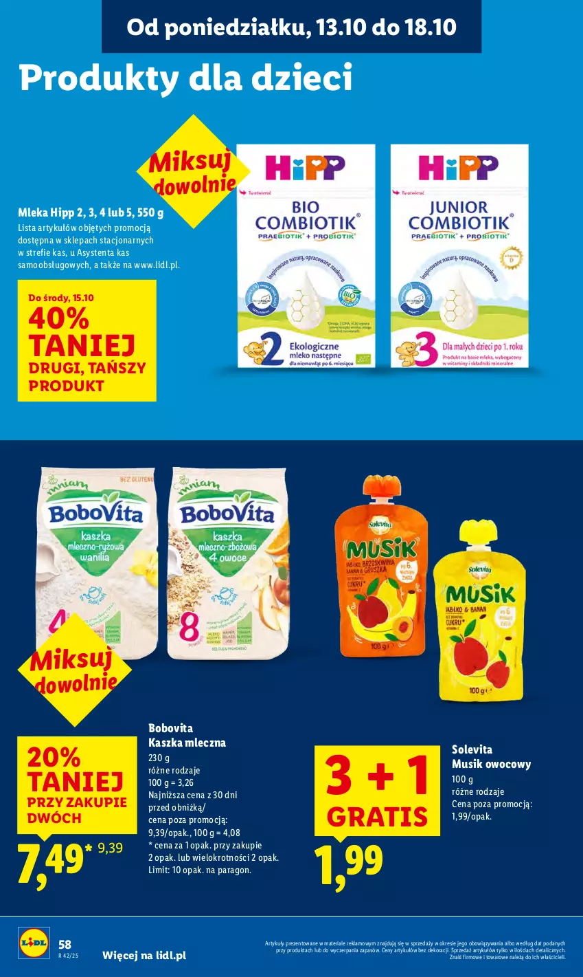 Gazetka promocyjna Lidl - GAZETKA - ważna 13.10 do 15.10.2025 - strona 58 - produkty: BoboVita, Dzieci, Gra, HiPP, Mus