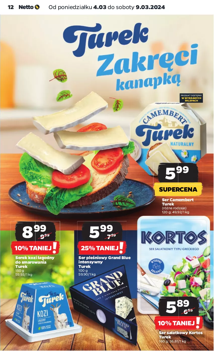 Gazetka promocyjna Netto - Artykuły spożywcze - ważna 04.03 do 09.03.2024 - strona 12 - produkty: Camembert, Gra, Sałat, Ser, Ser pleśniowy, Serek