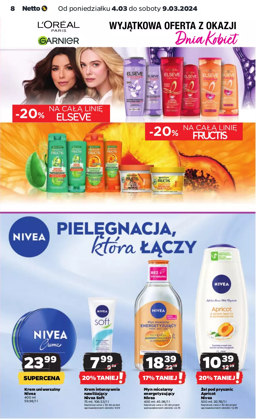 Gazetka promocyjna Netto - Artykuły spożywcze - ważna 04.03 do 09.03.2024 - strona 8 - produkty: Krem uniwersalny, Nivea, Płyn micelarny