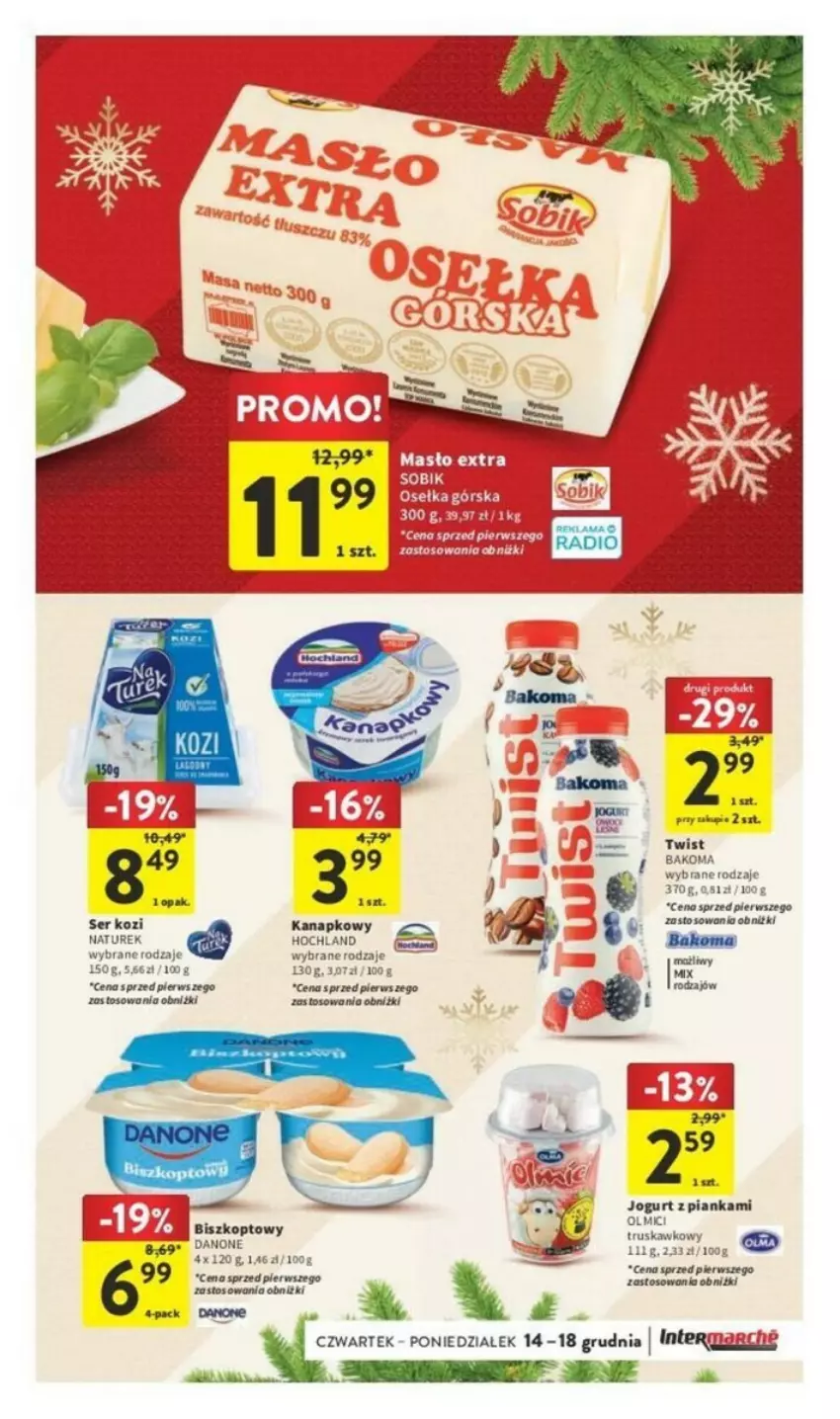 Gazetka promocyjna Intermarche - ważna 14.12 do 18.12.2023 - strona 27 - produkty: Bakoma, Danone, Hochland, Jogurt, NaTurek