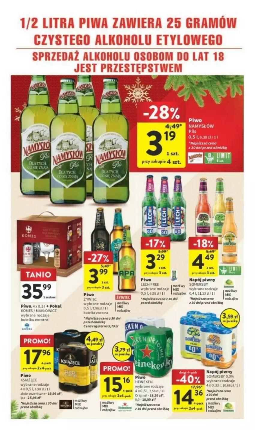 Gazetka promocyjna Intermarche - ważna 14.12 do 18.12.2023 - strona 37 - produkty: EPEE, Fa, Gin, Heineken, Książęce, Namysłów, Napój, Piwo, Por, Somersby