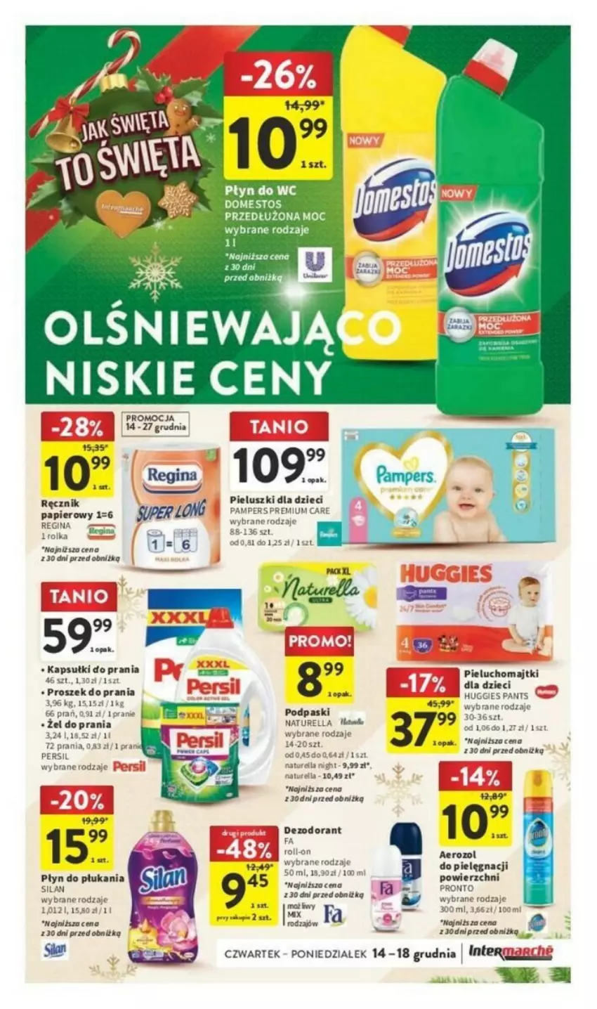 Gazetka promocyjna Intermarche - ważna 14.12 do 18.12.2023 - strona 38 - produkty: Dzieci, Fa, Gin, Huggies, Kapsułki do prania, Majtki, Naturell, Naturella, Pampers, Persil, Pieluchomajtki, Płyn do płukania, Płyn do wc, Podpaski, Pronto, Ręcznik