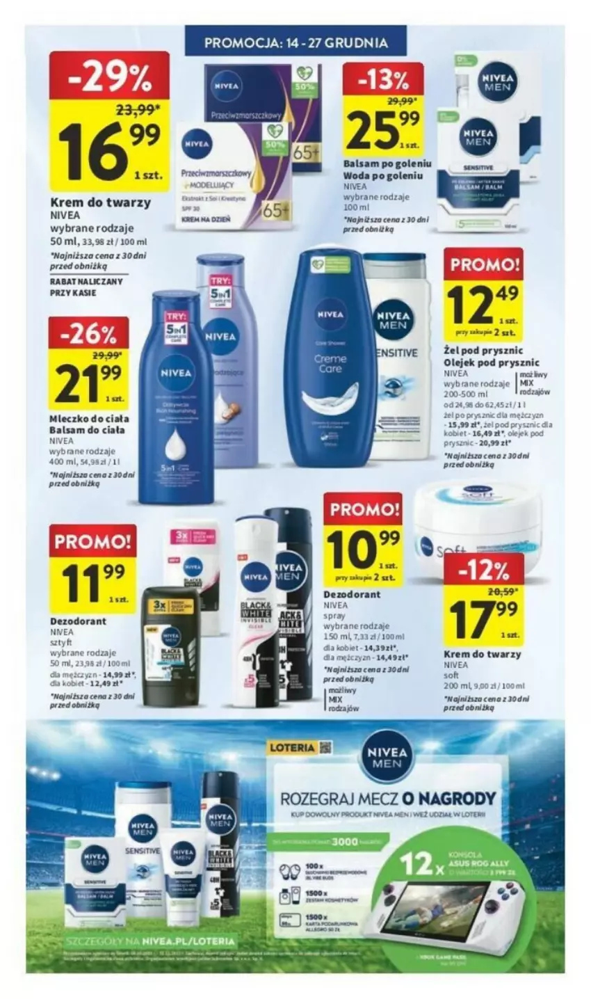 Gazetka promocyjna Intermarche - ważna 14.12 do 18.12.2023 - strona 40 - produkty: Balsam po goleniu, Dezodorant, Gra, Krem do twarzy, Nivea, Olej, Olejek pod prysznic, Woda, Woda po goleniu