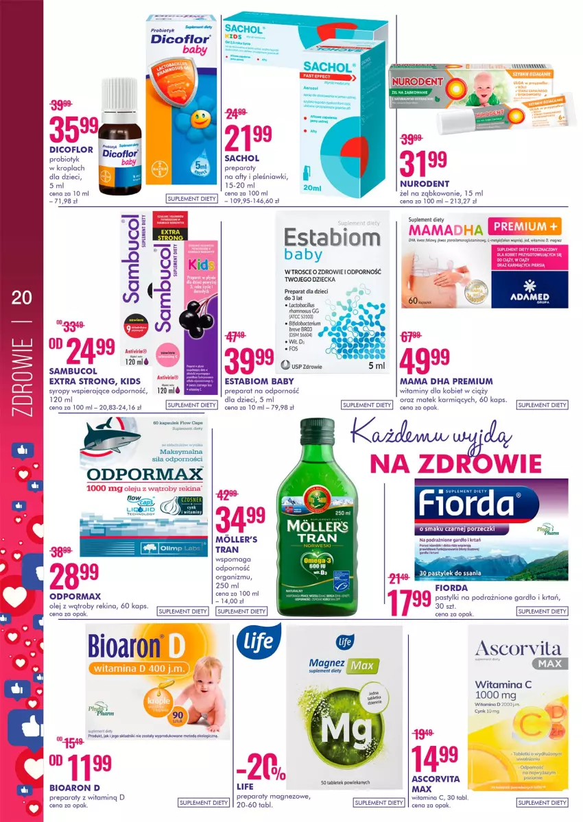 Gazetka promocyjna Super Pharm - Gazetka - ważna 02.11 do 18.11.2021 - strona 20 - produkty: Cynk, Dicoflor, Dzieci, Fa, Fiorda, Karmi, Magnez, Olej, Pastylki, Por, Probiotyk, Suplement diety, Syrop, Syropy, Tesla, Tran, Zdrowie