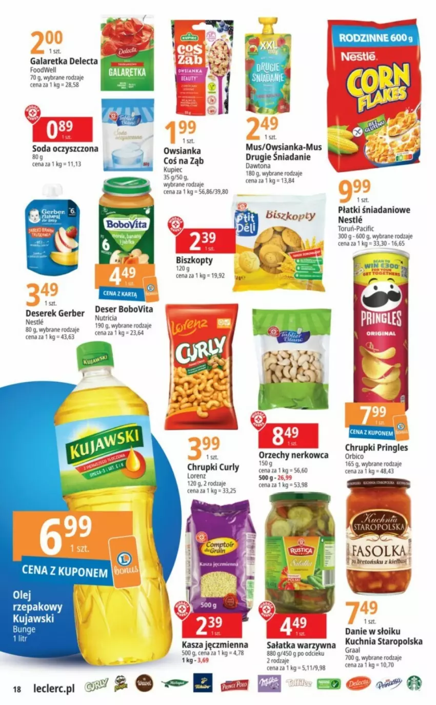 Gazetka promocyjna E Leclerc - ważna 22.08 do 02.09.2023 - strona 10 - produkty: BIC, Biszkopty, BoboVita, Chrupki, Danio, Delecta, Deser, Fa, Gala, Galaretka, Gerber, Kasza, Kasza jęczmienna, Kuchnia, Kuchnia Staropolska, Lorenz, Pringles, Sałat, Sałatka, Sałatka warzywna, Ser, Serek, Soda oczyszczona