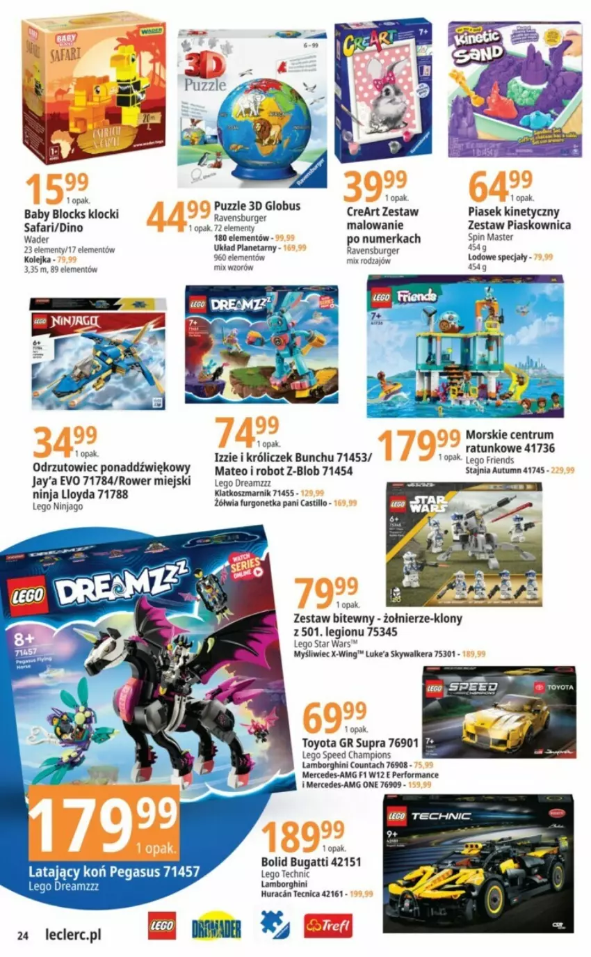 Gazetka promocyjna E Leclerc - ważna 22.08 do 02.09.2023 - strona 17 - produkty: Burger, Fa, Klocki, Kolejka, Kosz, LEGO, LEGO Friends, LEGO Ninjago, Loyd, Olej, Piasek kinetyczny, Ravensburger, Robot, Rower, Rum, Toyo