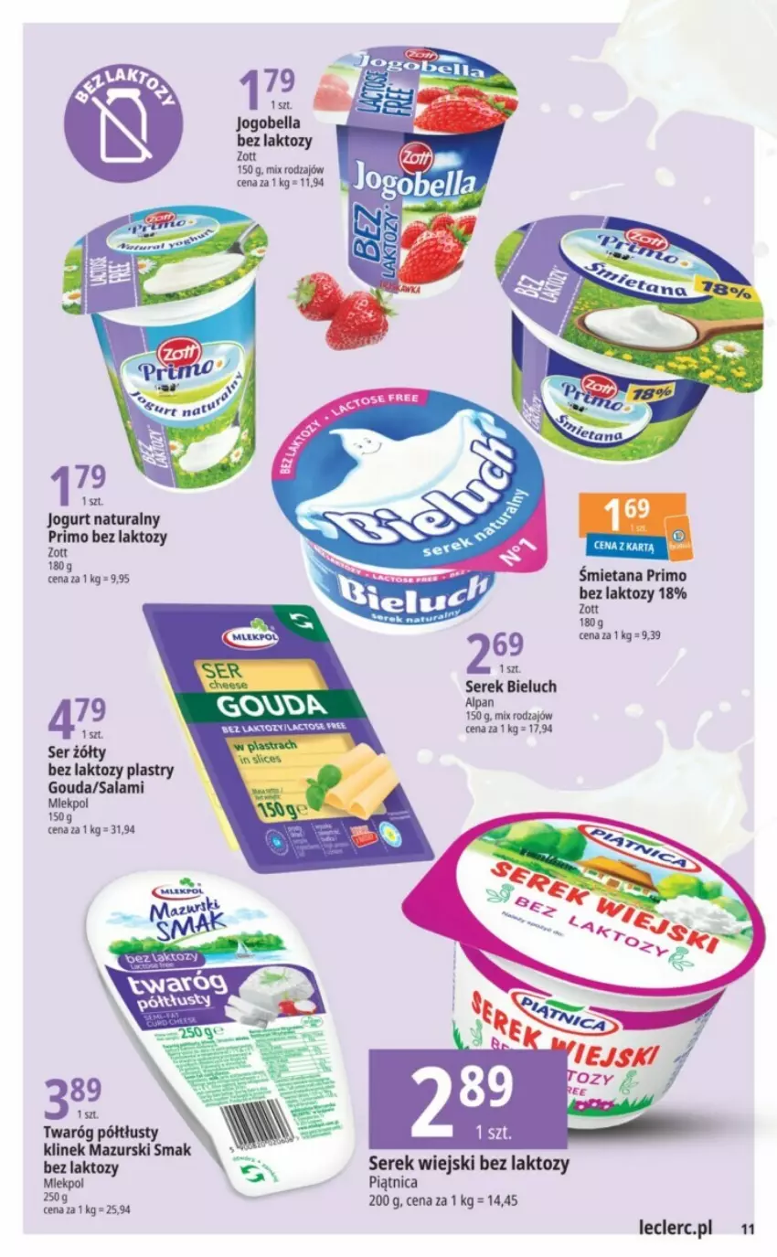 Gazetka promocyjna E Leclerc - ważna 22.08 do 02.09.2023 - strona 3 - produkty: Bell, Bella, Bieluch, Gouda, Jogobella, Jogurt, Jogurt naturalny, Piątnica, Salami, Ser, Serek, Serek wiejski, Zott