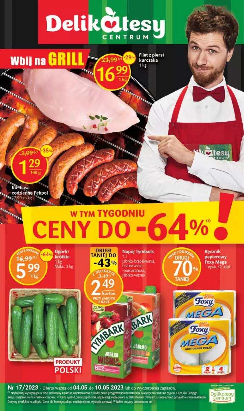 Gazetka promocyjna Delikatesy Centrum - Gazetka DC17 - ważna 04.05 do 10.05.2023 - strona 1 - produkty: Kurczak, Papier, Ręcznik, Rolki, Rum