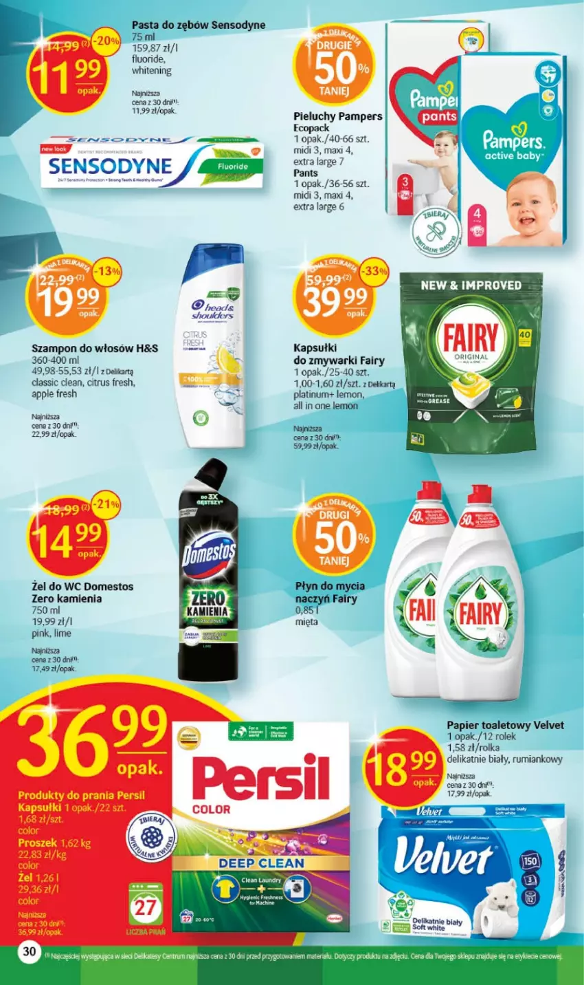 Gazetka promocyjna Delikatesy Centrum - Gazetka DC17 - ważna 04.05 do 10.05.2023 - strona 30 - produkty: Domestos, Fa, Fairy, Pampers, Papier, Papier toaletowy, Pasta do zębów, Pieluchy, Rum, Rust, Sensodyne, Szampon, Velvet, Zmywarki