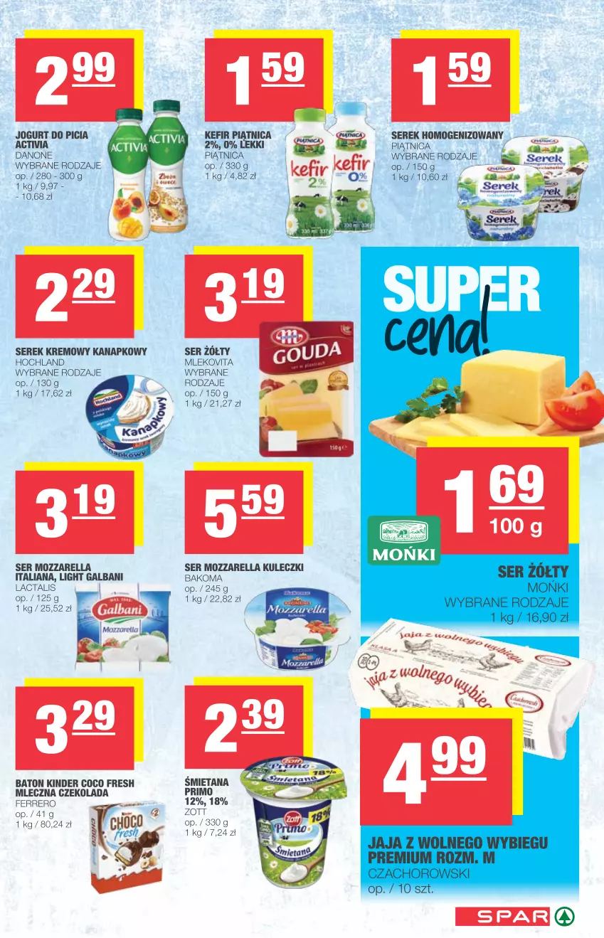 Gazetka promocyjna Spar - Spar - ważna 14.07 do 20.07.2021 - strona 3 - produkty: Bakoma, Baton, Czekolada, Danone, Ferrero, Galbani, Hochland, Jogurt, Kefir, Kinder, Mleko, Mlekovita, Mozzarella, Piątnica, Ser, Serek, Serek homogenizowany, Zott