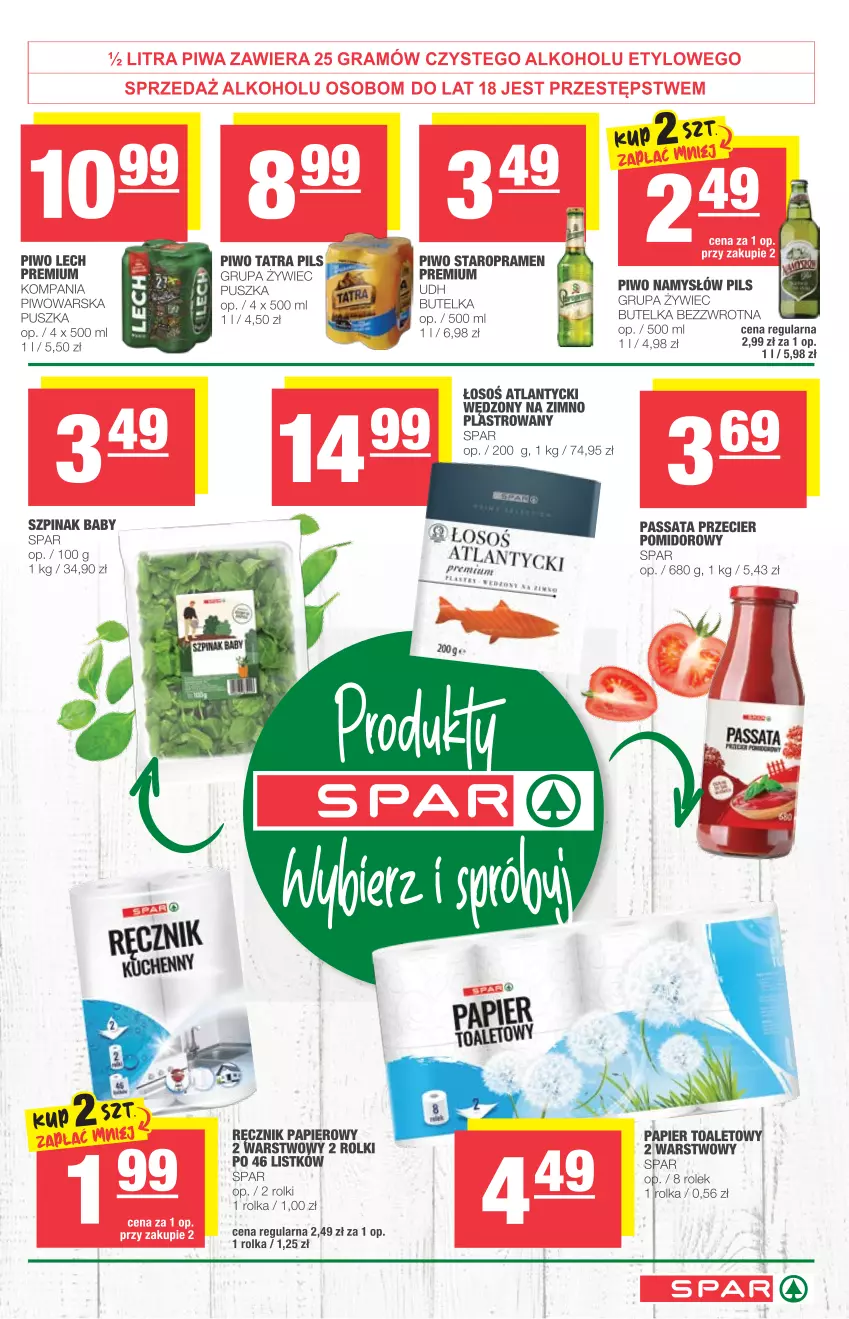 Gazetka promocyjna Spar - Spar - ważna 14.07 do 20.07.2021 - strona 7 - produkty: Namysłów, Papier, Papier toaletowy, Piwo, Ręcznik, Rolki, Szpinak, Tatra