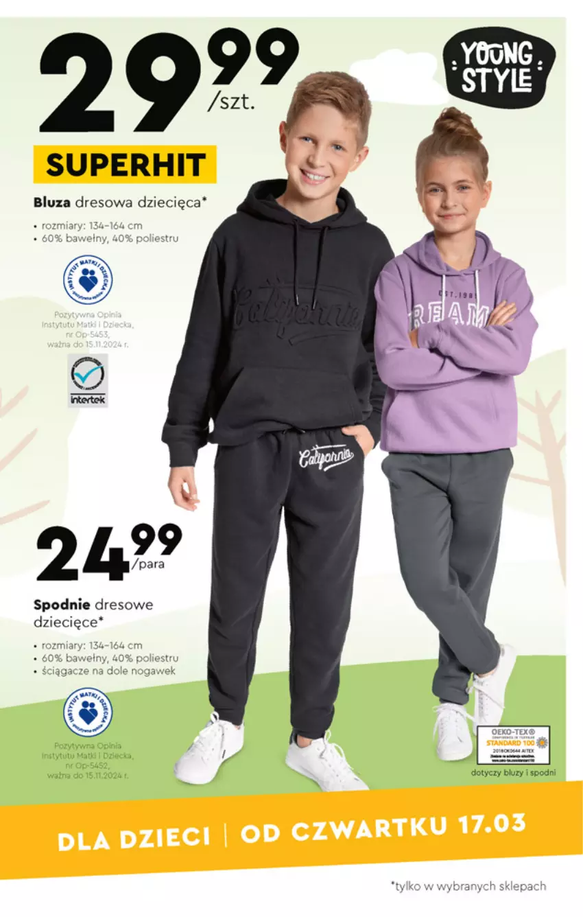 Gazetka promocyjna Biedronka - Okazje tygodnia - ważna 14.03 do 30.03.2022 - strona 21 - produkty: Bluza, Bluza dresowa, Dres, Dzieci, Spodnie, Spodnie dresowe