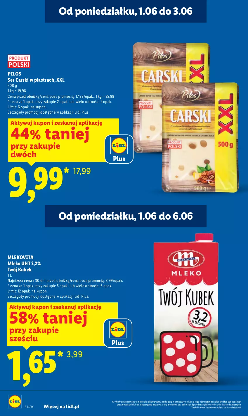 Gazetka promocyjna Lidl - Gazetka ważna od 1.06 do 3.06 - ważna 01.06 do 03.06.2026 - strona 4 - produkty: Cars, Kubek, Mleko, Mlekovita, Pilos, Ser