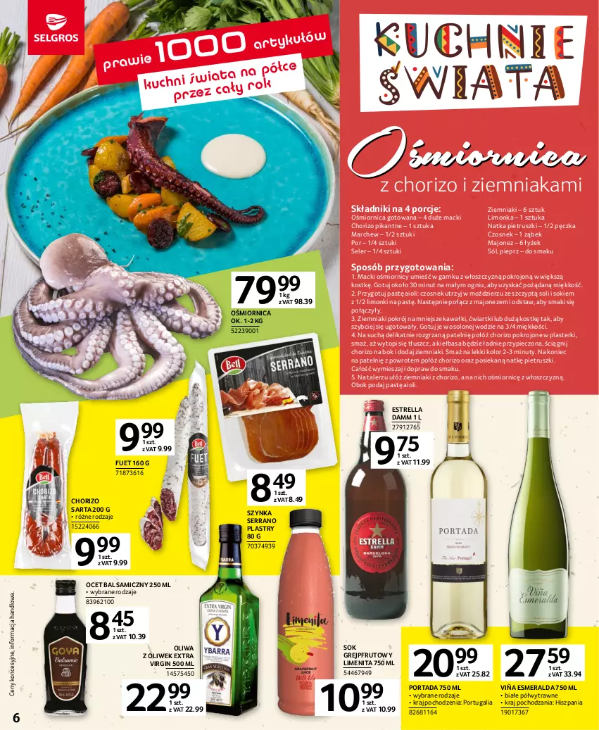 Gazetka promocyjna Selgros - Katalog Kuchnie Świata - ważna 04.05 do 17.05.2023 - strona 6 - produkty: Czosnek, Gin, Grejpfrut, Kawa, Kiełbasa, Limonka, Majonez, Natka pietruszki, Nuty, Ocet, Ocet balsamiczny, Oliwa z oliwek, Piec, Pieprz, Plasterki, Por, Portada, Ser, Sok, Sól, Szynka, Talerz, Top, Ziemniaki