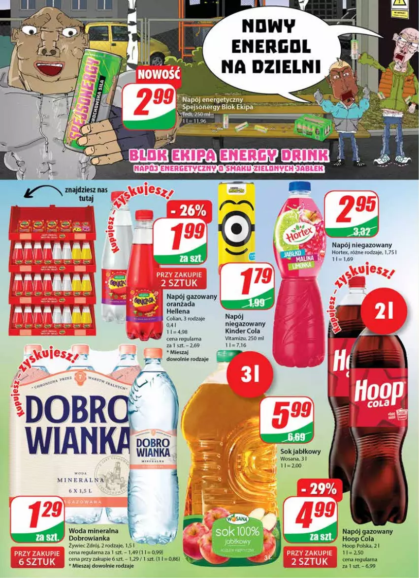 Gazetka promocyjna Dino - Gazetka - ważna 18.05 do 24.05.2022 - strona 2 - produkty: Dobrowianka, Fa, Hellena, Hoop, Inka, Kinder, Napój, Napój gazowany, Oranżada, Sok, Sok jabłkowy, Woda, Woda mineralna, Wosana