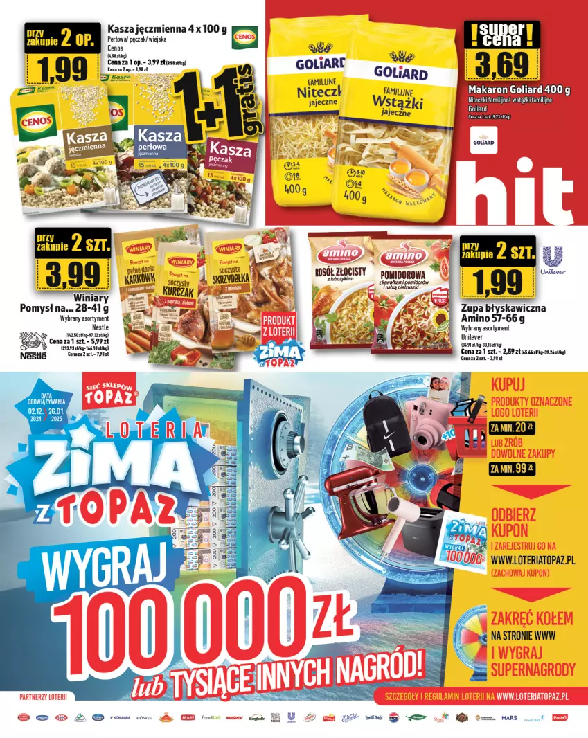 Gazetka promocyjna Topaz - Gazetka - ważna 28.11 do 04.12.2024 - strona 19 - produkty: Goliard, Kasza, Kasza jęczmienna, Mars, Top, Zupa