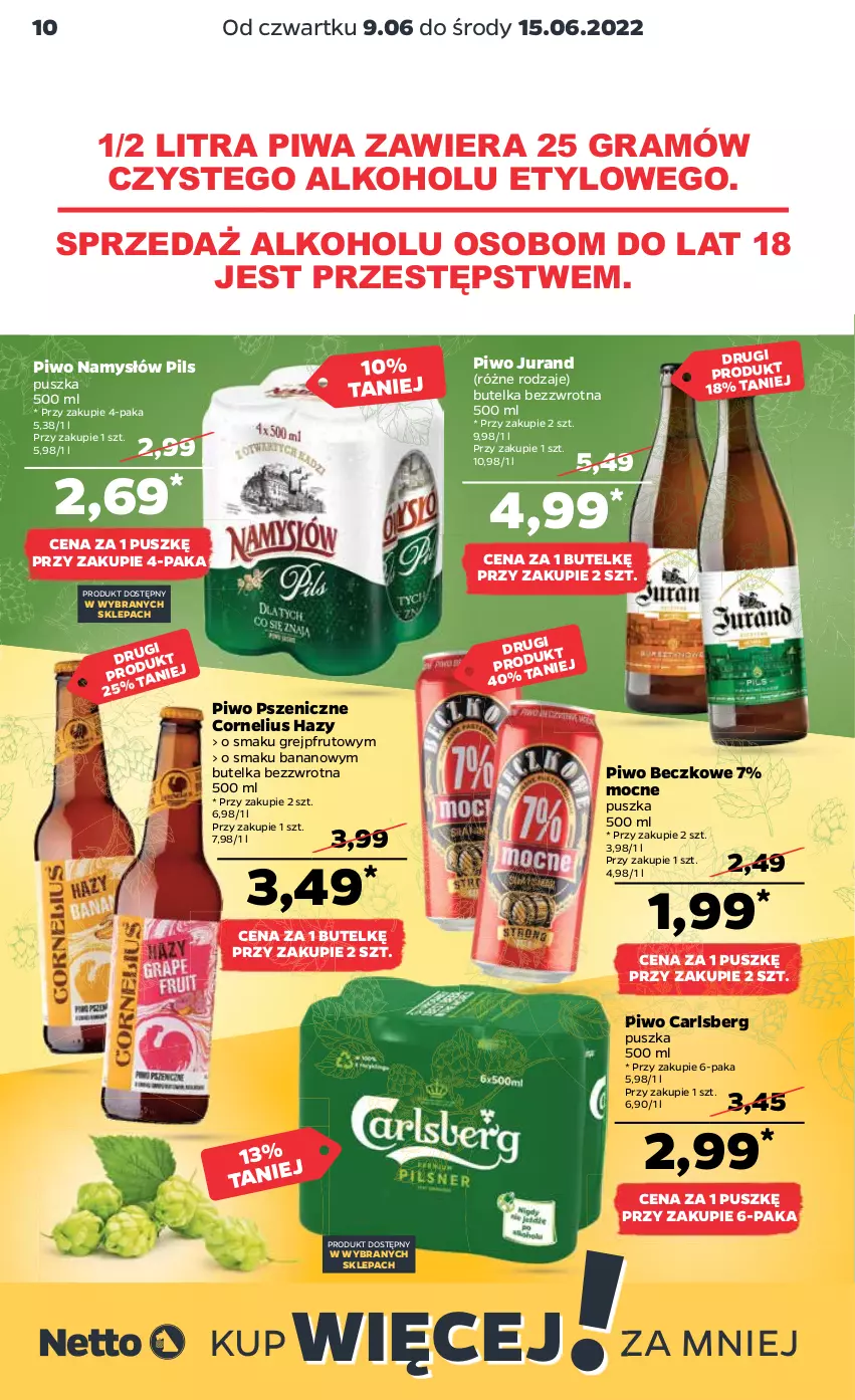 Gazetka promocyjna Netto - Gazetka spożywcza 09.06-15.06 - ważna 09.06 do 15.06.2022 - strona 10 - produkty: Carlsberg, Gra, Grejpfrut, Namysłów, Piwa, Piwo