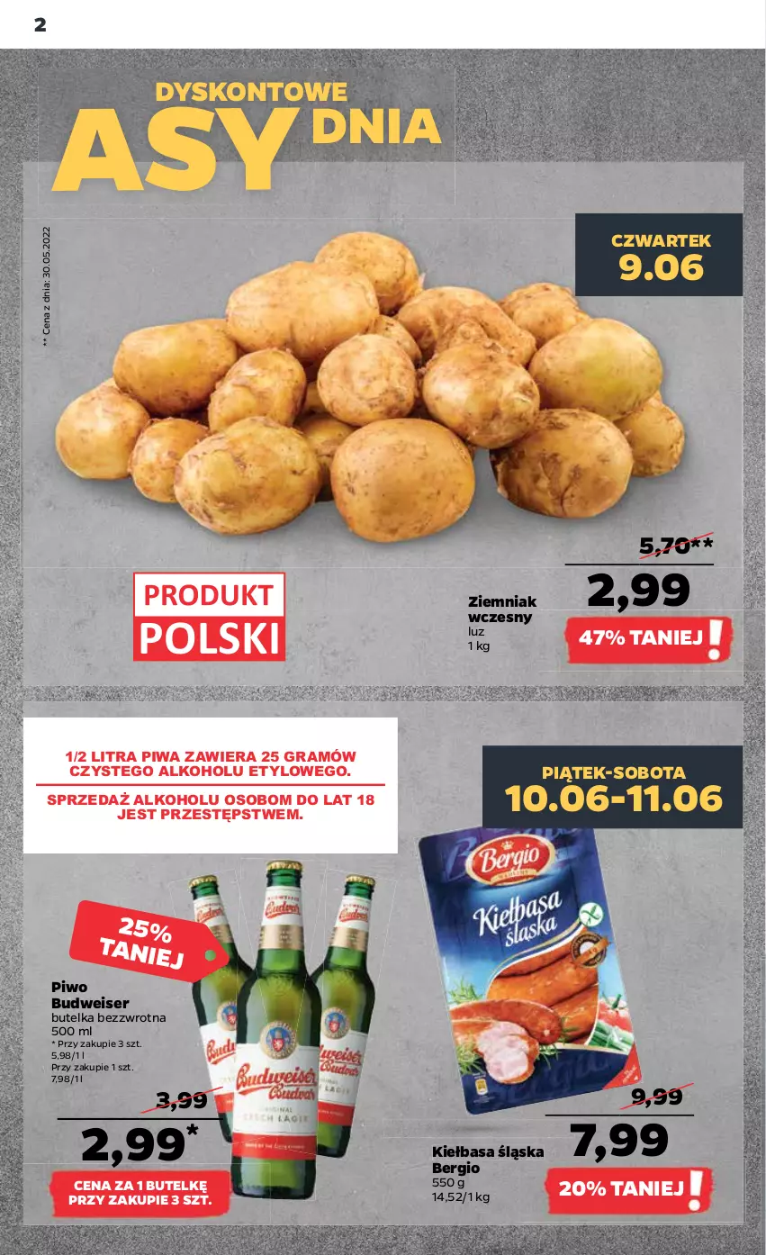 Gazetka promocyjna Netto - Gazetka spożywcza 09.06-15.06 - ważna 09.06 do 15.06.2022 - strona 2 - produkty: Gra, Kiełbasa, Kiełbasa śląska, Piwa, Piwo, Ser