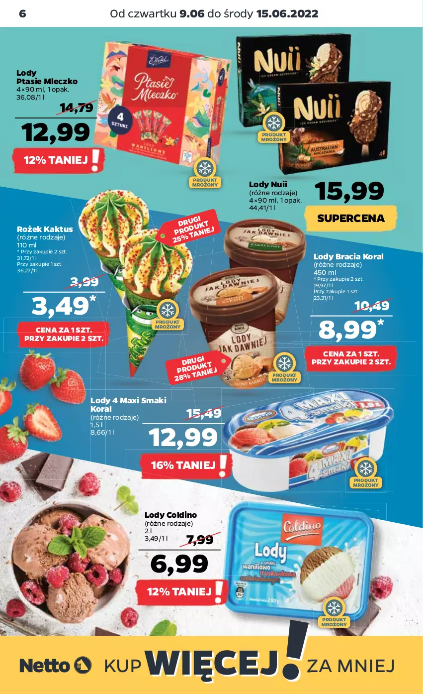 Gazetka promocyjna Netto - Gazetka spożywcza 09.06-15.06 - ważna 09.06 do 15.06.2022 - strona 6 - produkty: Kaktus, Lody, Mleczko, Ptasie mleczko