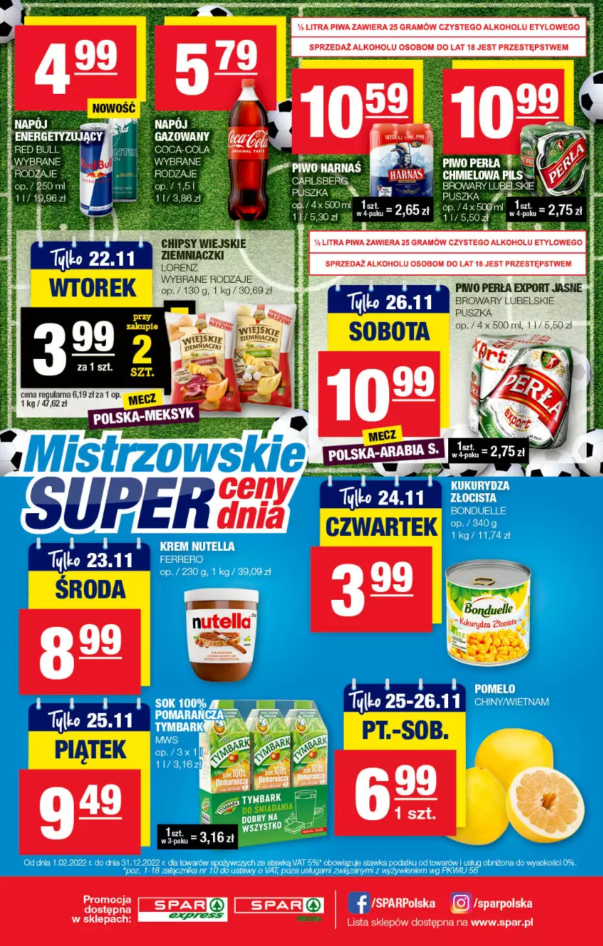 Gazetka promocyjna Spar - SparExpress - ważna 13.11 do 23.11.2022 - strona 4 - produkty: Bonduelle, Chipsy, Fa, Gra, Kukurydza, Lorenz, Piwa, Wasa