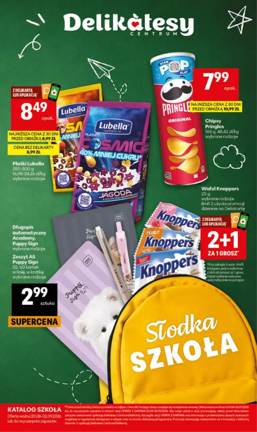Gazetka promocyjna Delikatesy Centrum - Katalog Szkoła DC34-DC35 - ważna 20.08 do 02.09.2026 - strona 1 - produkty: Bell, Bella, Chipsy, Knoppers, Lubella, Pringles, Robot