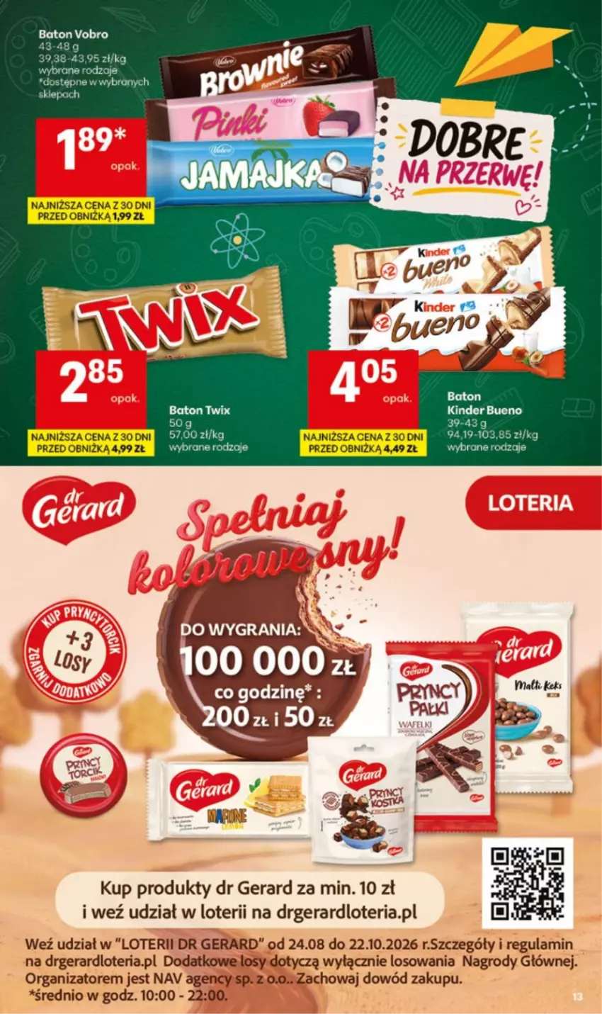 Gazetka promocyjna Delikatesy Centrum - Katalog Szkoła DC34-DC35 - ważna 20.08 do 02.09.2026 - strona 13 - produkty: Baton, Dr Gerard, Kinder, Kinder Bueno