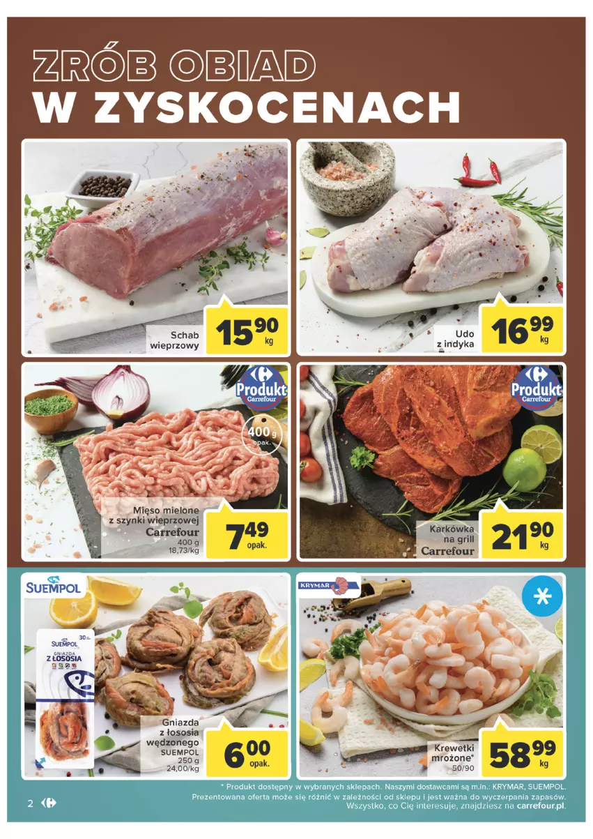 Gazetka promocyjna Carrefour - Gazetka Targ świeżości - ważna 05.07 do 11.07.2022 - strona 2 - produkty: Grill, Koc, Krewetki, Mięso, Mięso mielone, Schab wieprzowy, Sos, Suempol