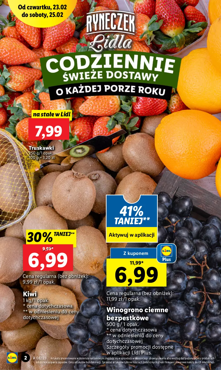 Gazetka promocyjna Lidl - GAZETKA - ważna 23.02 do 25.02.2023 - strona 2 - produkty: Kiwi, Truskawki, Wino