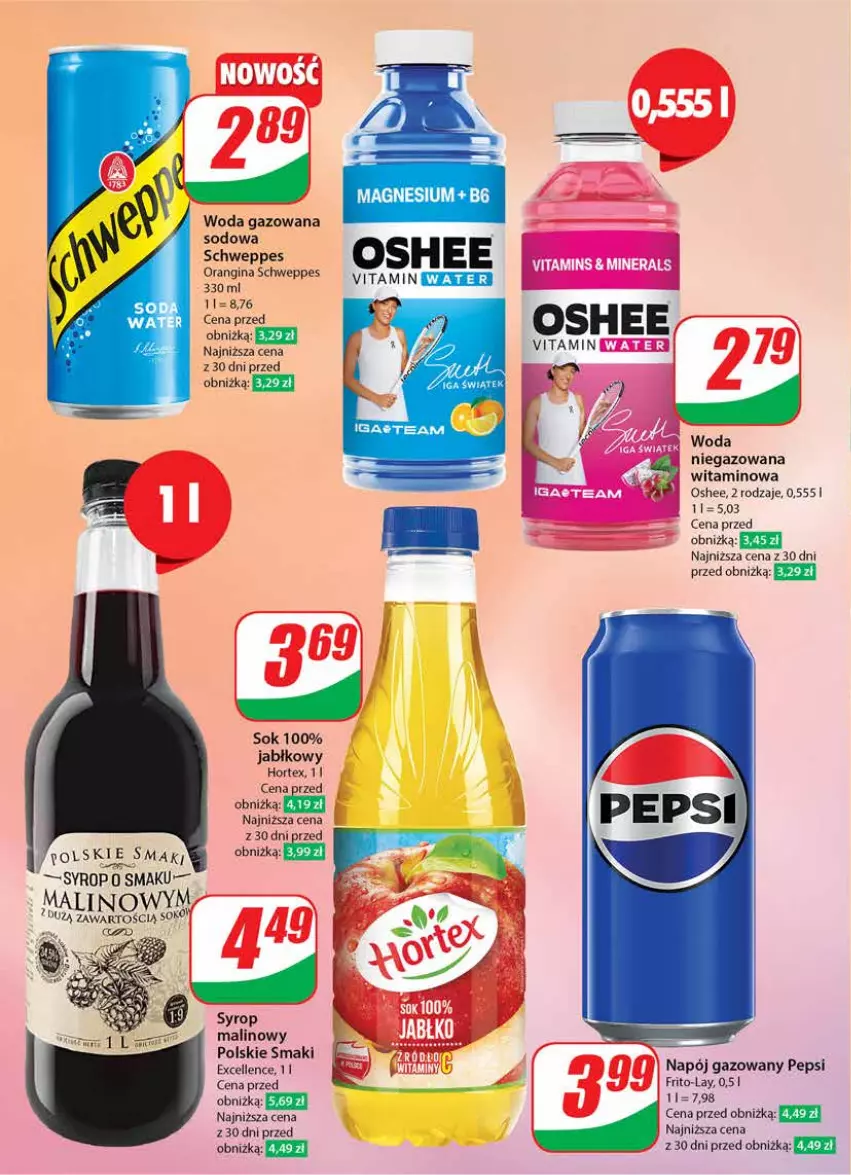 Gazetka promocyjna Dino - Gazetka 23 / 2024 - ważna 05.06 do 11.06.2024 - strona 2 - produkty: Hortex, Napój, Napój gazowany, Oshee, Pepsi, Schweppes, Sok, Syrop, Woda, Woda gazowana, Woda niegazowana