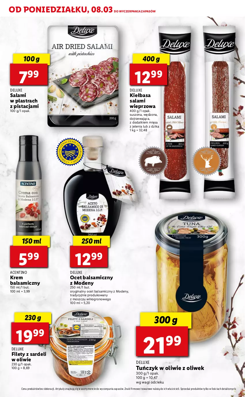 Gazetka promocyjna Lidl - DELUXE WIELKANOC - ważna 08.03 do 13.03.2021 - strona 17 - produkty: Gin, Kiełbasa, Ocet, Ocet balsamiczny, Salami, Tuńczyk, Wagi, Wino