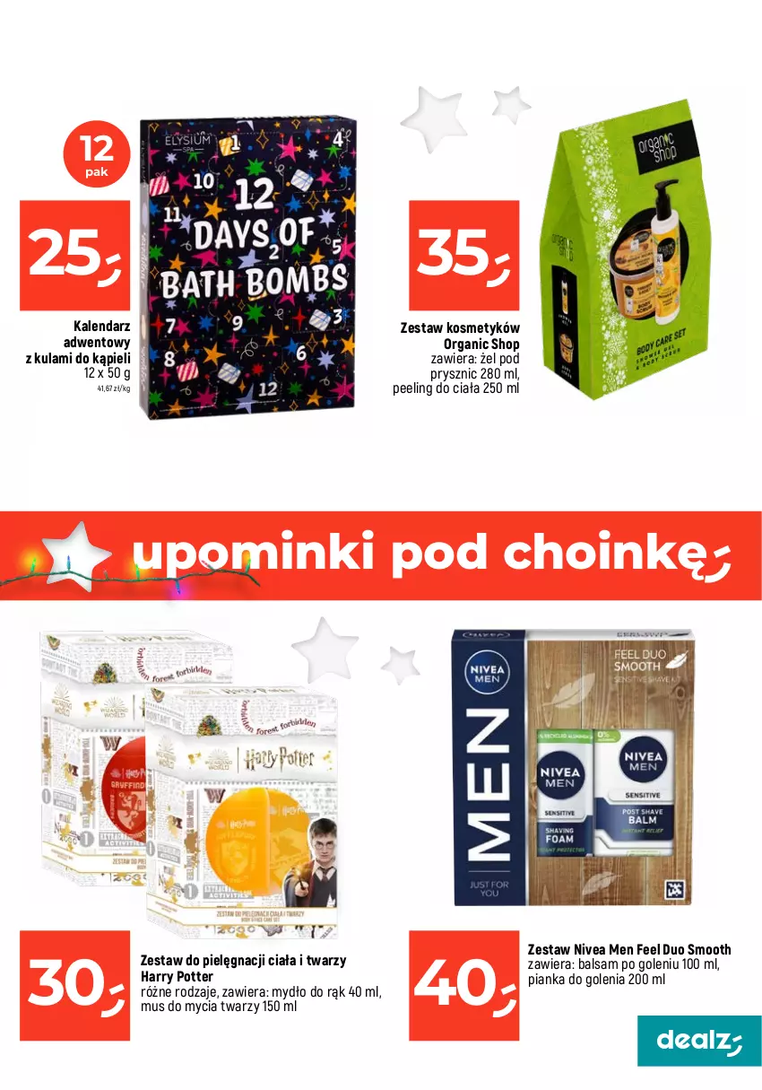 Gazetka promocyjna Dealz - MAKE A DEALZ - ważna 07.12 do 13.12.2023 - strona 19 - produkty: Balsam do ciała, Balsam po goleniu, Harry Potter, Kalendarz, Kalendarz adwentowy, Mus, Mydło, Nivea, Nivea Men, Peeling, Pianka do golenia, Szampon, Zestaw prezentowy