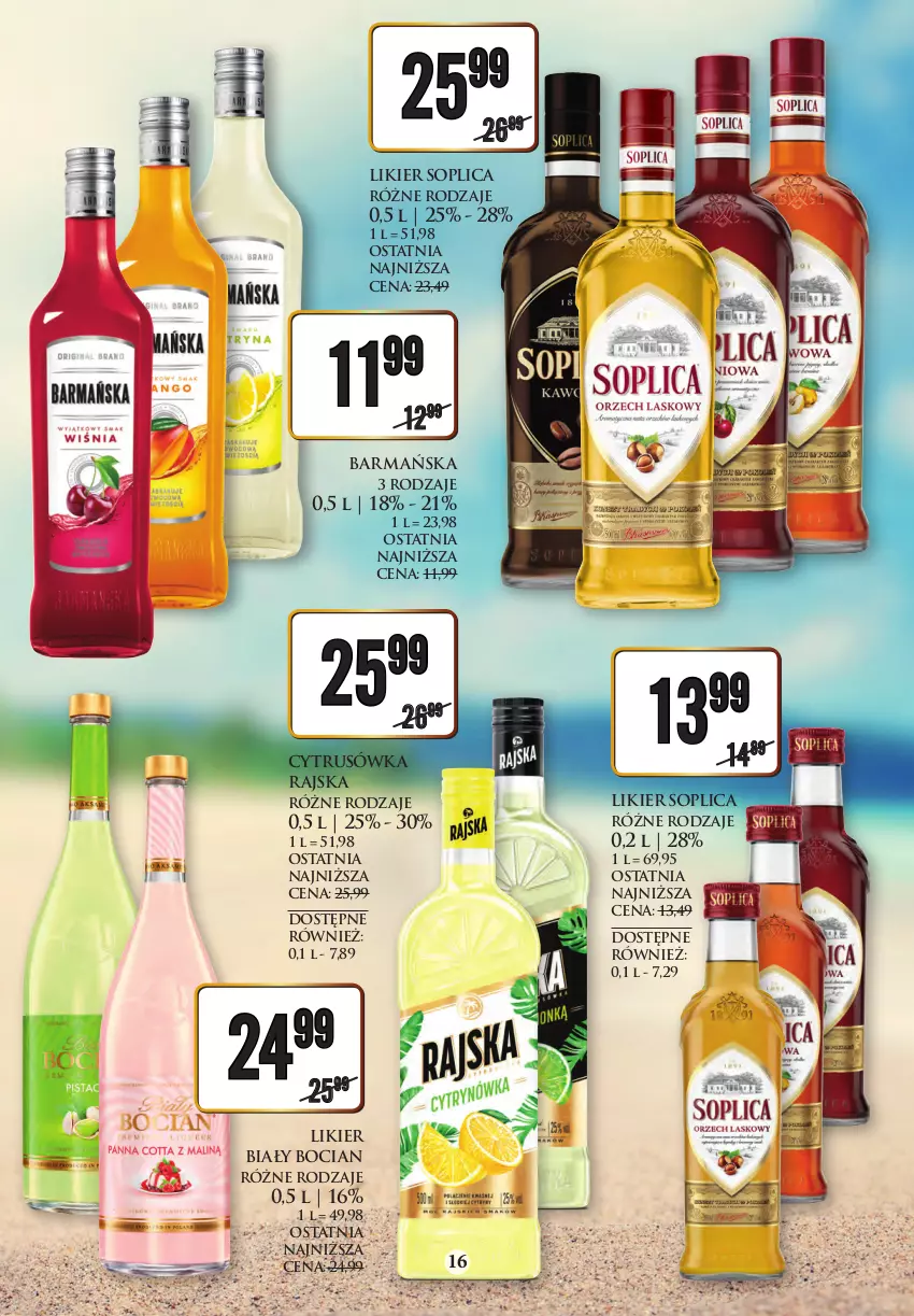 Gazetka promocyjna Dino - Katalog alkoholowy czerwiec 05-10.06 - ważna 04.06 do 10.06.2023 - strona 16 - produkty: Biały Bocian, Cytrusówka Rajska, Likier, Soplica