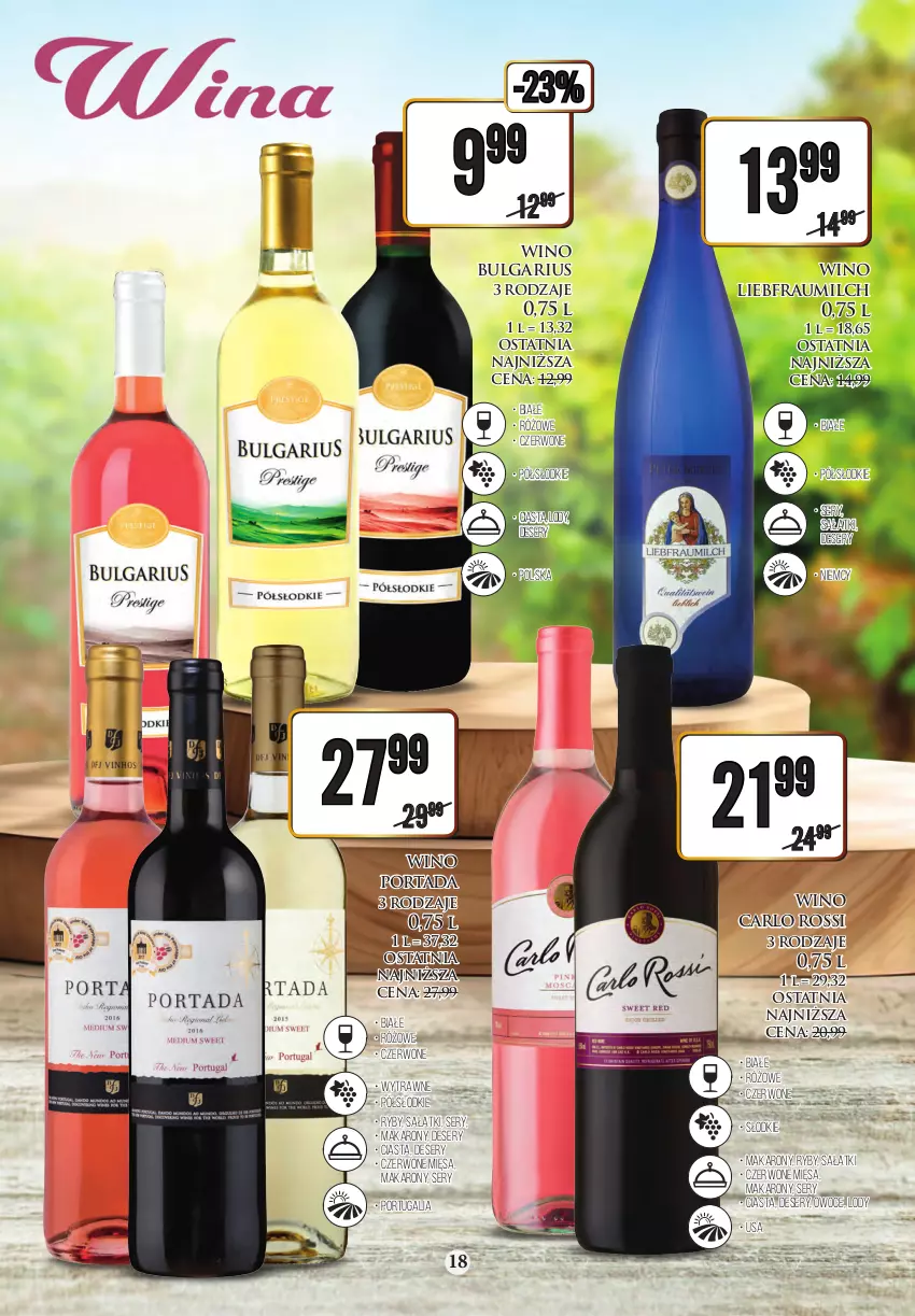 Gazetka promocyjna Dino - Katalog alkoholowy czerwiec 05-10.06 - ważna 04.06 do 10.06.2023 - strona 18 - produkty: Carlo Rossi, Deser, LG, Lody, Makaron, Owoce, Por, Portada, Sałat, Ser, Wino