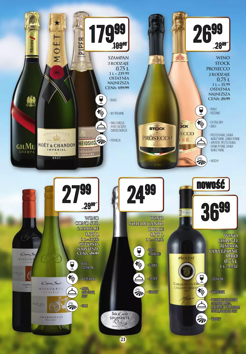 Gazetka promocyjna Dino - Katalog alkoholowy czerwiec 05-10.06 - ważna 04.06 do 10.06.2023 - strona 21 - produkty: Chia, Chianti, Dania warzywne, Deser, Grill, Makaron, Owoce, Owoce morza, Piec, Prosecco, Ser, Sos, Stock, Wino