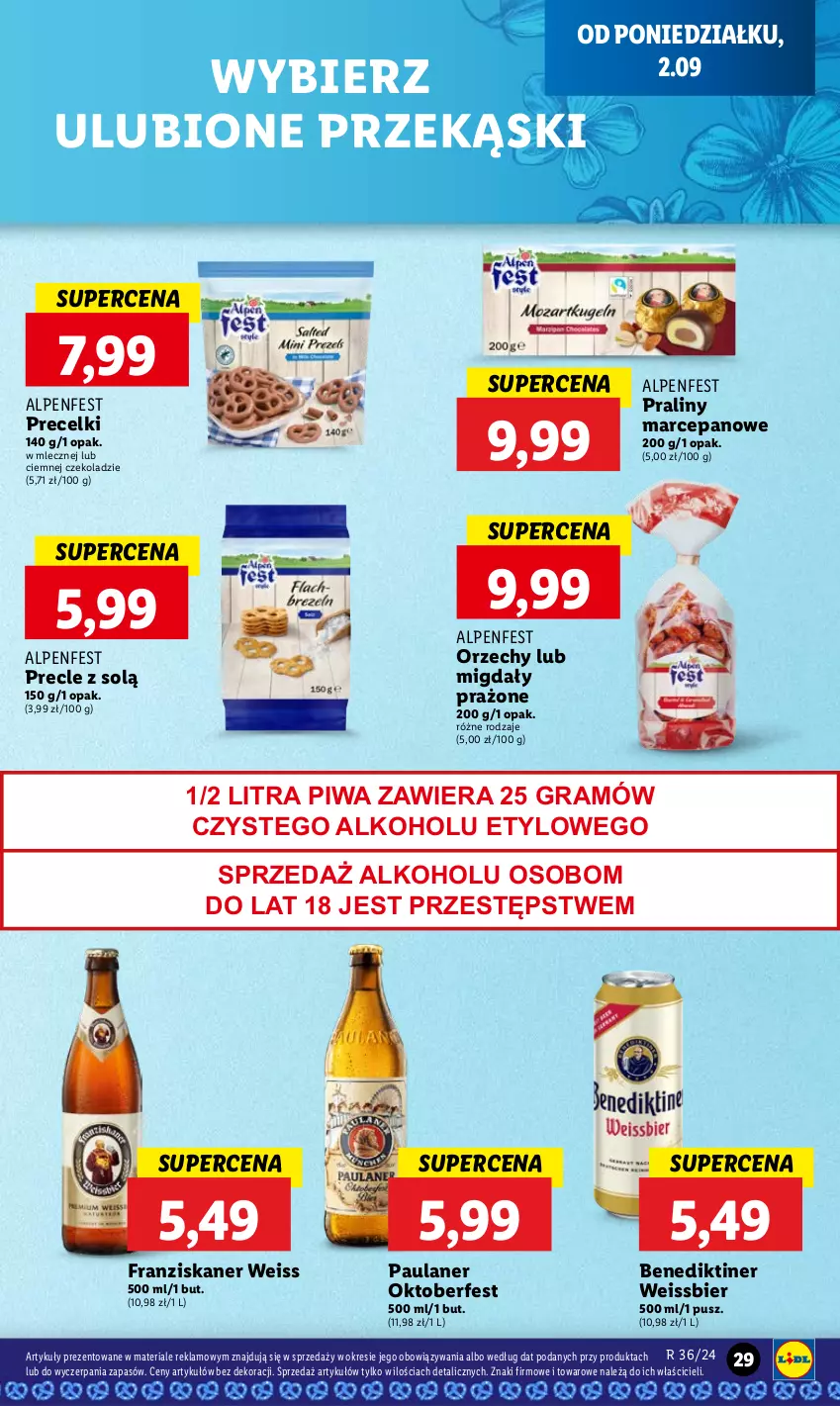 Gazetka promocyjna Lidl - GAZETKA - ważna 02.09 do 04.09.2024 - strona 35 - produkty: Gra, Migdały, Piwa, Praliny, Precelki, Precle, Skaner