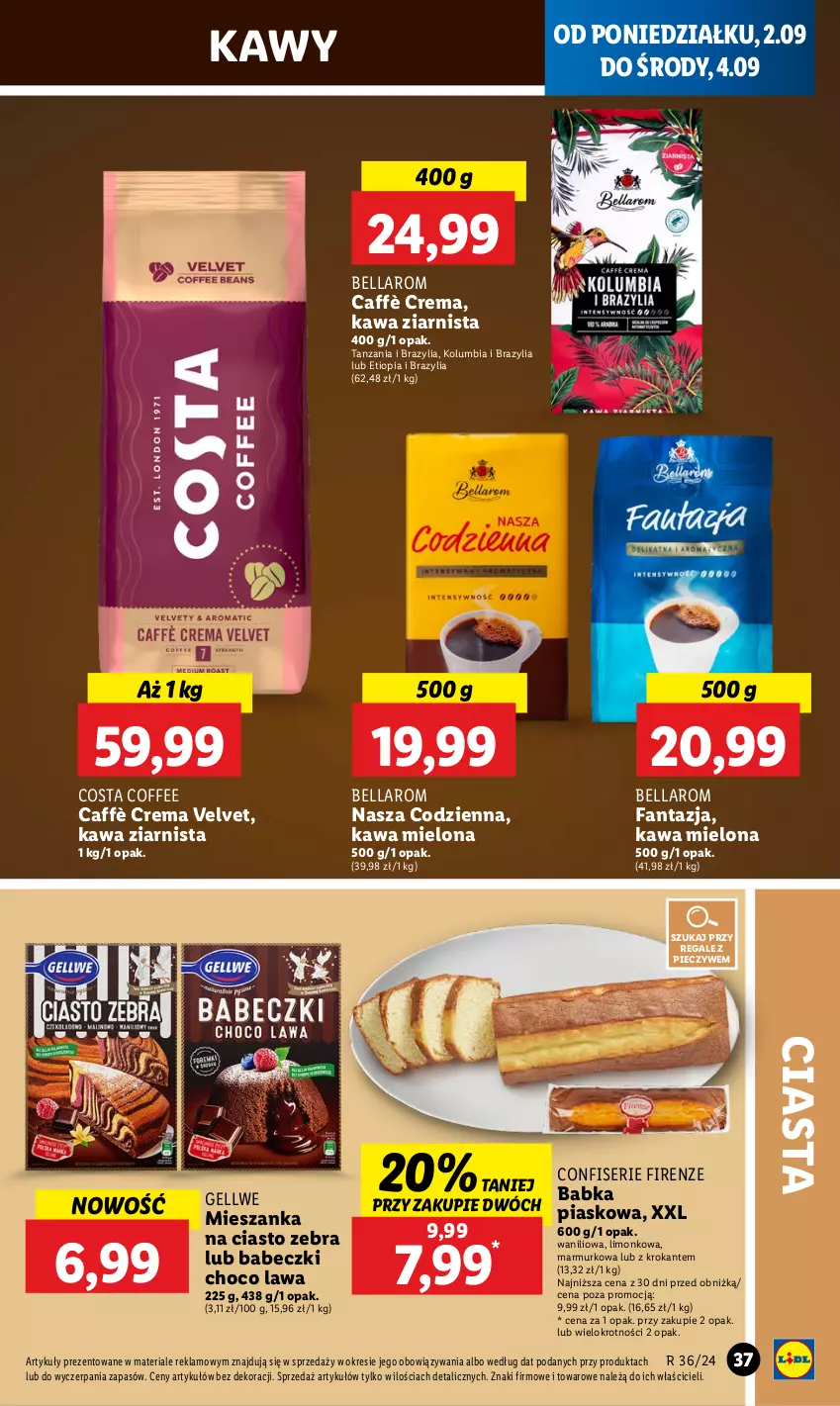 Gazetka promocyjna Lidl - GAZETKA - ważna 02.09 do 04.09.2024 - strona 45 - produkty: Babeczki, Babka, Bell, Bella, Fa, Fanta, Kawa, Kawa mielona, Kawa ziarnista, Piec, Ser, Velvet