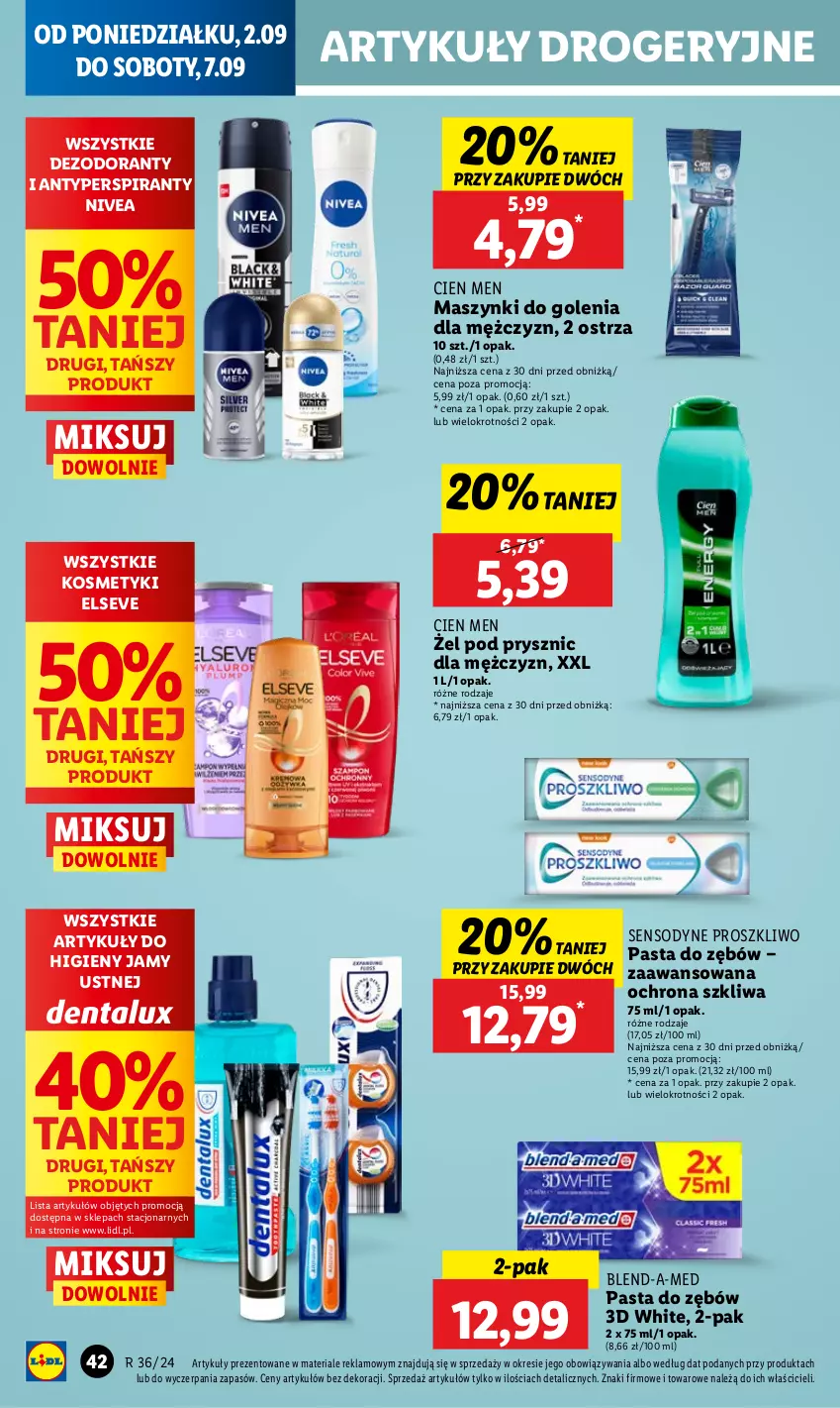 Gazetka promocyjna Lidl - GAZETKA - ważna 02.09 do 04.09.2024 - strona 50 - produkty: Antyperspirant, Blend-a-Med, Dezodorant, Elseve, Nivea, Pasta do zębów, Sensodyne