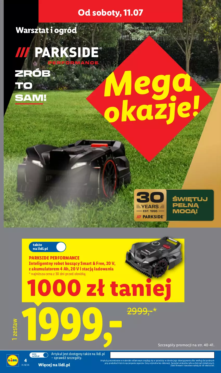 Gazetka promocyjna Lidl - Katalog ważny od 6.07 - ważna 06.07 do 11.07.2026 - strona 4 - produkty: Akumulator, Intel, Kosz, Ogród, Parkside, Robot