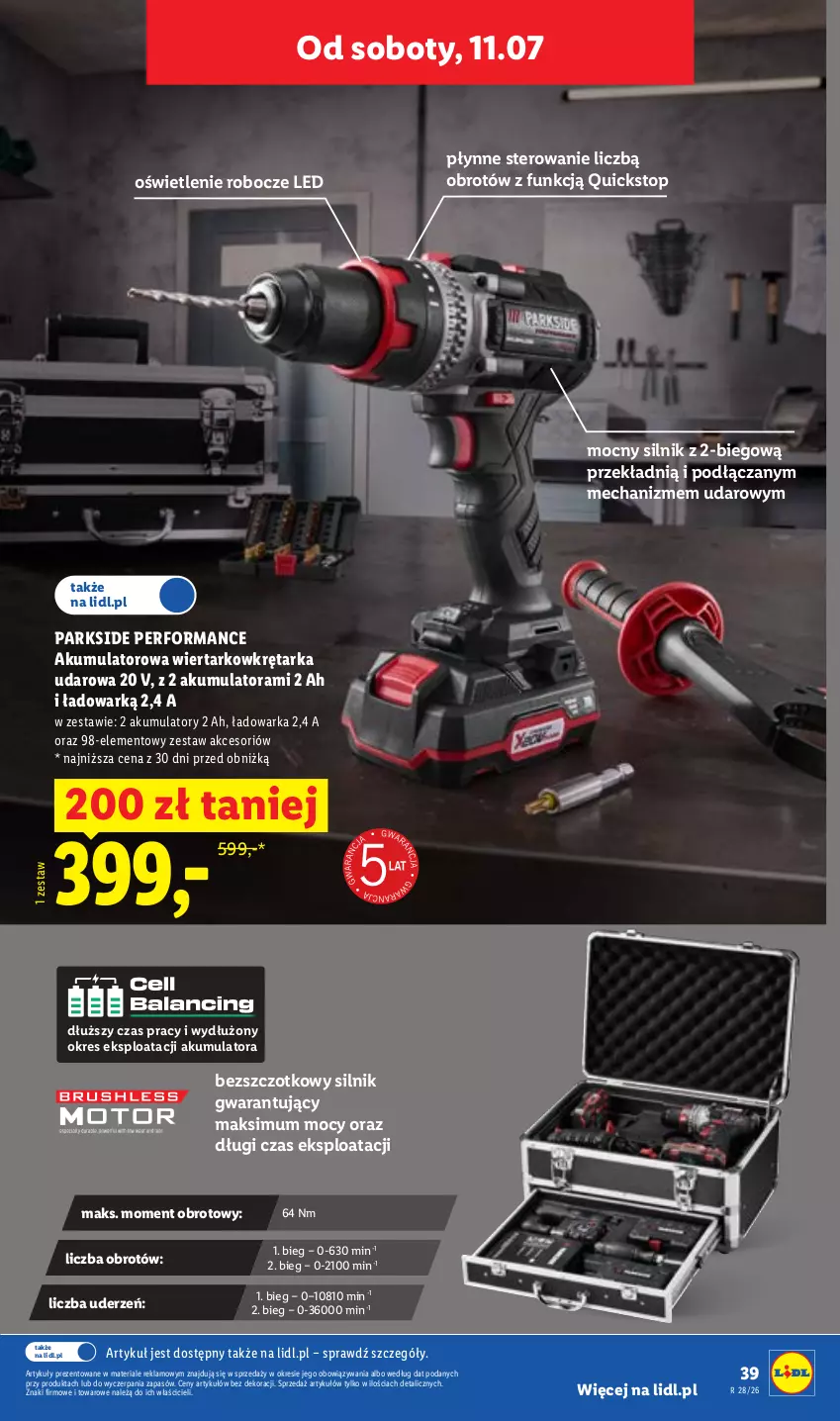 Gazetka promocyjna Lidl - Katalog ważny od 6.07 - ważna 06.07 do 11.07.2026 - strona 49 - produkty: Akumulator, Akumulatorowa wiertarkowkrętark, Parkside, Tarka, Top, Warka, Wiertarkowkrętarka, Wkręt, Wkrętarka