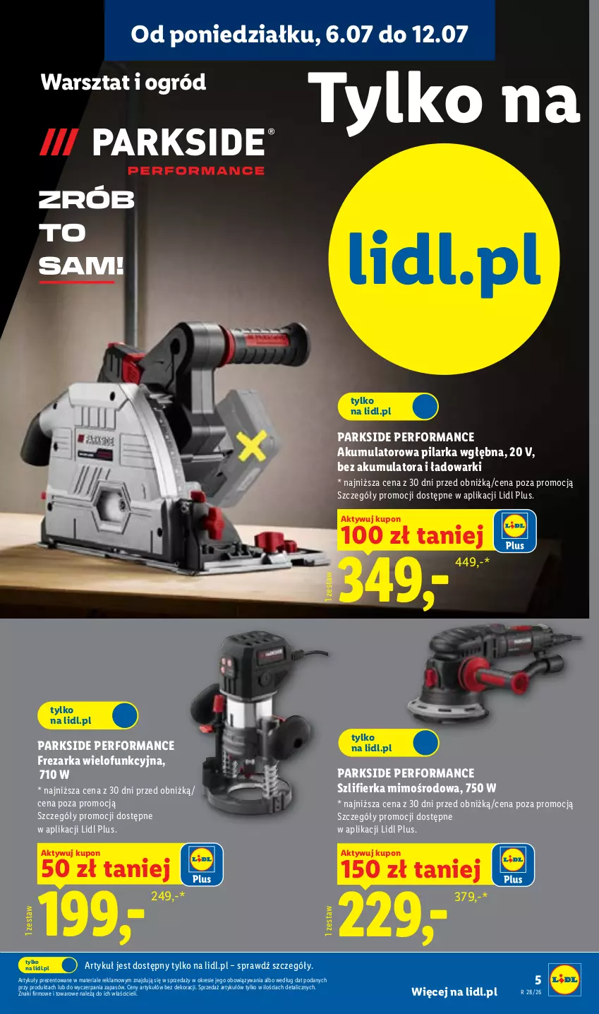 Gazetka promocyjna Lidl - Katalog ważny od 6.07 - ważna 06.07 do 11.07.2026 - strona 5 - produkty: Akumulator, Frezarka, Ogród, Parkside, Szlifierka