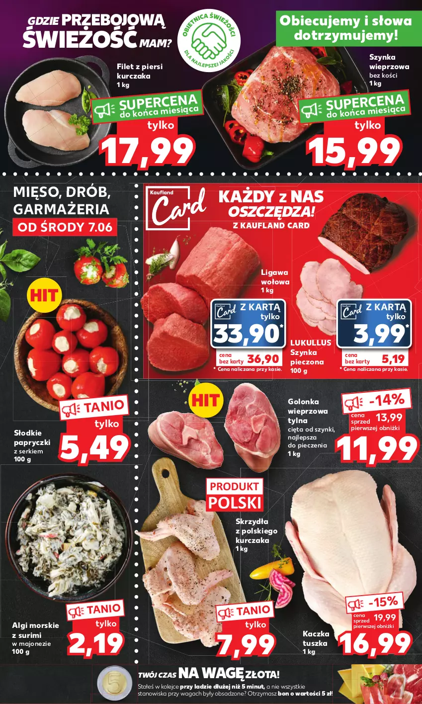 Gazetka promocyjna Kaufland - Mocny Start - ważna 12.06 do 14.06.2023 - strona 8 - produkty: Drób, Filet z piersi kurczaka, Golonka wieprzowa, Kaczka, Kurczak, LG, Majonez, Mięso, Olej, Piec, Ser, Surimi, Szynka, Szynka wieprzowa, Tusz, Waga