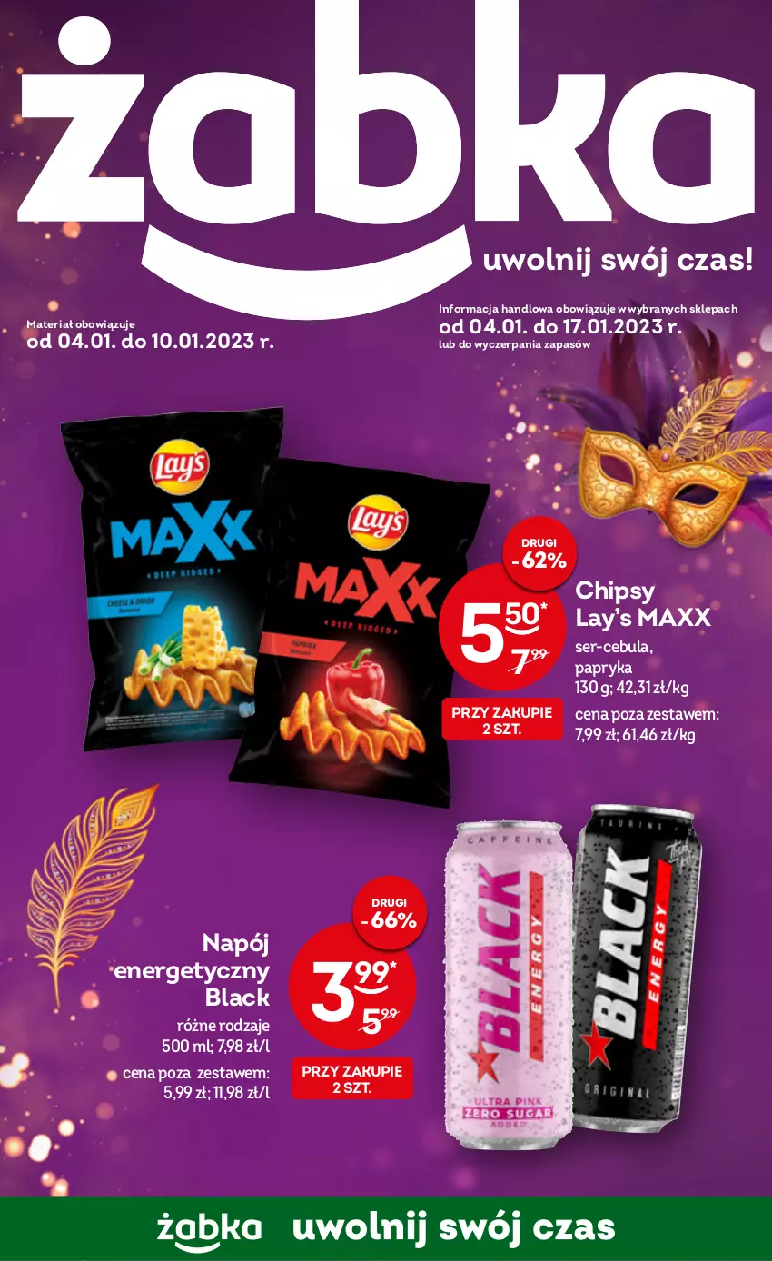 Gazetka promocyjna Żabka - ważna 04.01 do 10.01.2023 - strona 1 - produkty: Cebula, Chipsy, Lack, Lay’s, Napój, Napój energetyczny, Papryka, Ser