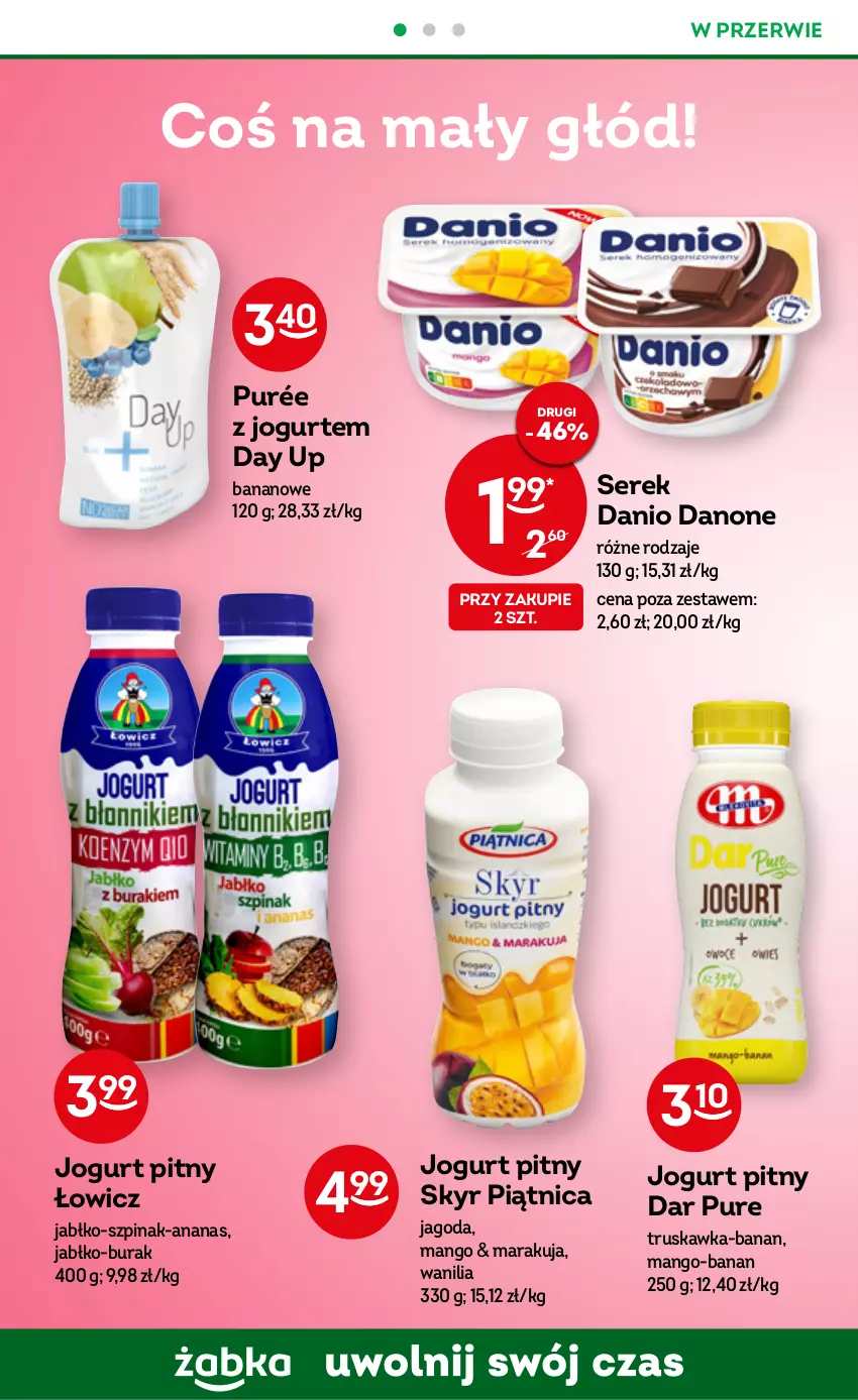 Gazetka promocyjna Żabka - ważna 04.01 do 10.01.2023 - strona 28 - produkty: Ananas, Danio, Danone, Jogurt, Jogurt pitny, Mango, Piątnica, Pur, Ser, Serek, Szpinak